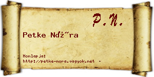 Petke Nóra névjegykártya